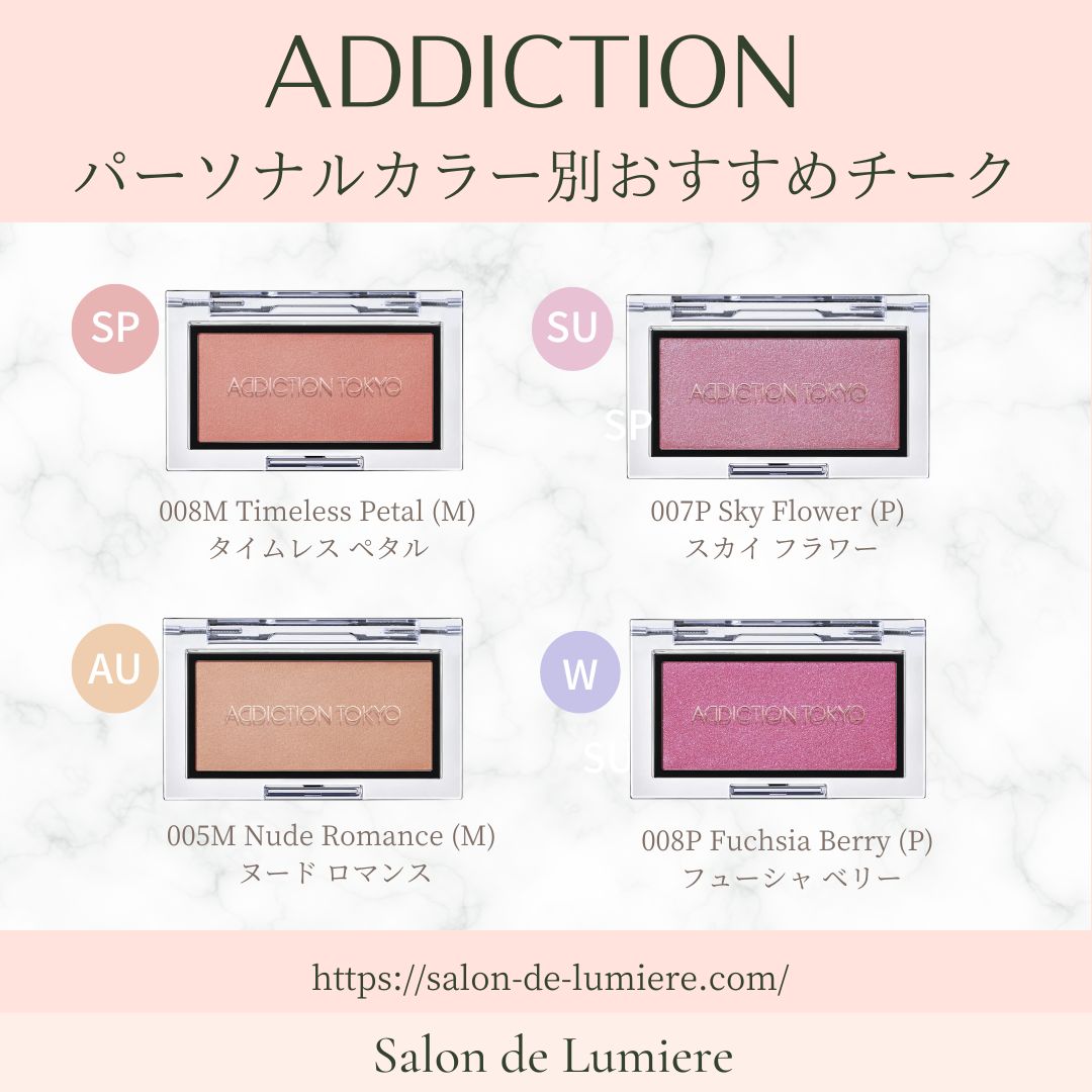アディクションチーク ザ・ブラッシュパーソナルカラー別仕分け