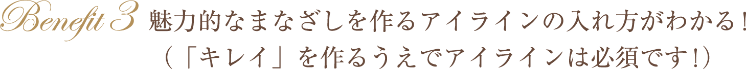 魅力的なまなざしを作るアイラインの入れ方がわかる!（「キレイ」を作るうえでアイラインは必須です!）
